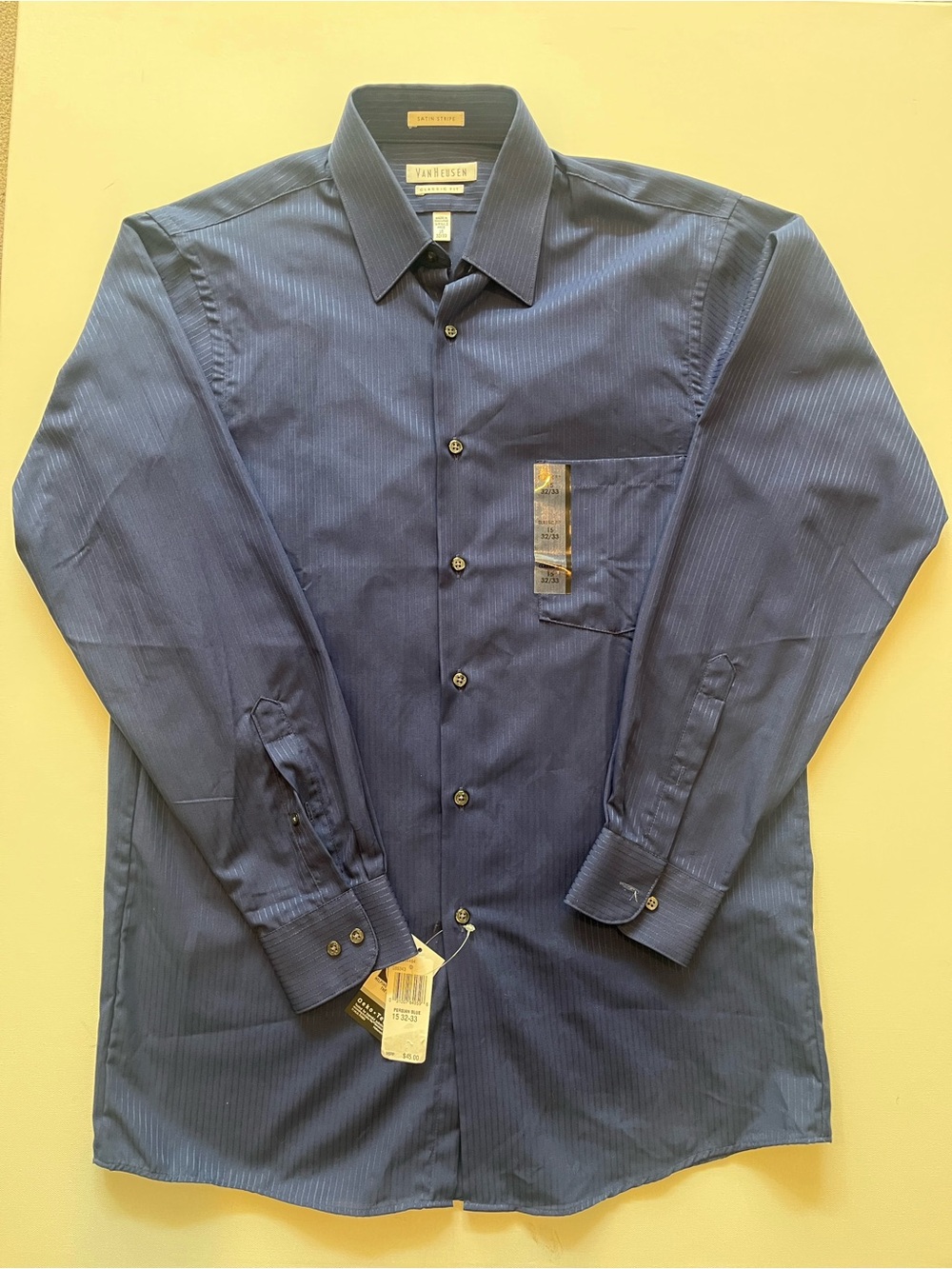 Van Heusen Men's Navy Blue Dress Shirt, size 15”, 32”/33”